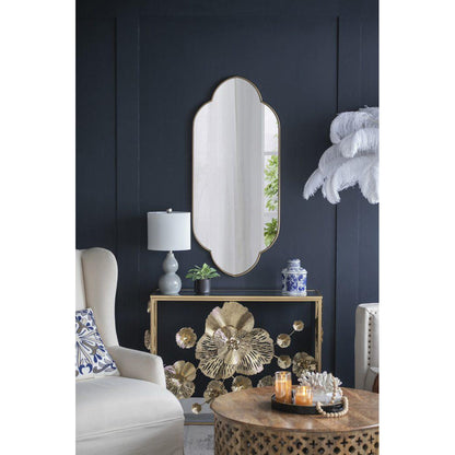 A&B Home Clarissa 22" x 48" Bundle of 12 Rectangular Clover-Like Corner Champagne Gold Metal Frame Wall-Mounted Mirror