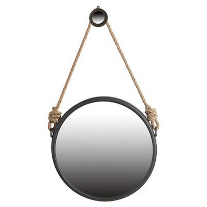 A&B Home Cleveland 20" x 20" Bundle of 14 Black Metal Frame Round Shape Wall-Mounted Mirror With Rope Strap