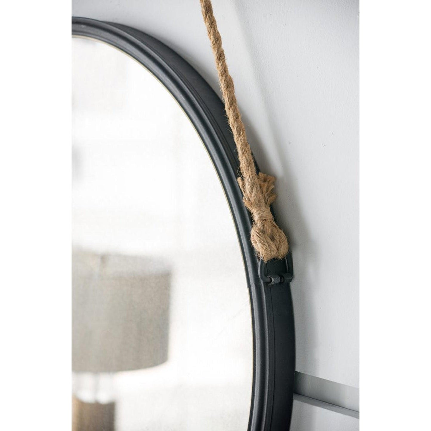A&B Home Cleveland 30" x 30" Bundle of 15 Black Metal Frame Round Shape Wall-Mounted Mirror With Rope Strap