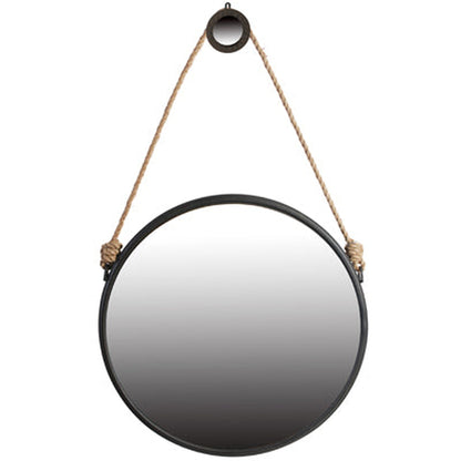 A&B Home Cleveland 30" x 30" Bundle of 15 Black Metal Frame Round Shape Wall-Mounted Mirror With Rope Strap