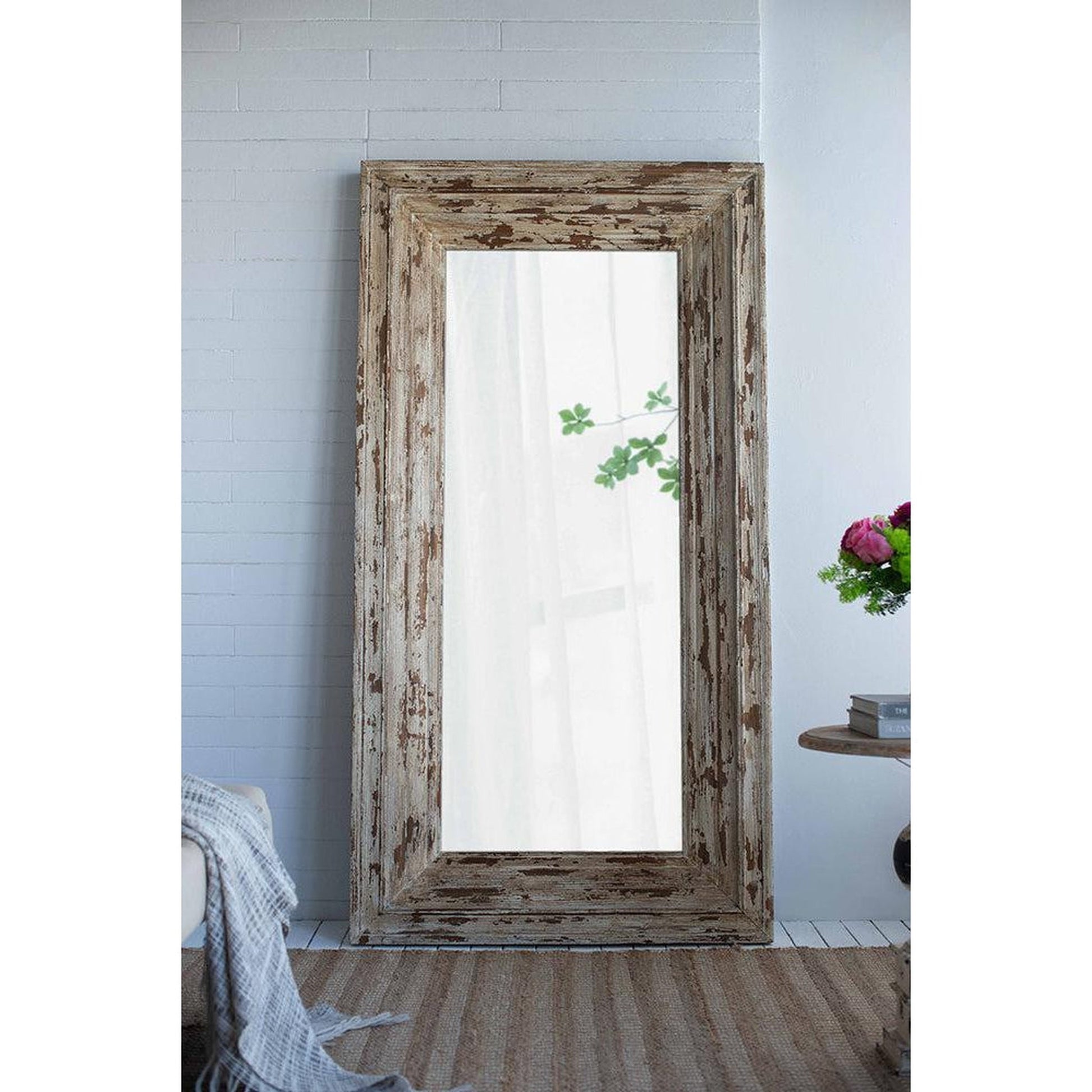 A&B Home Colfax 39" x 75" Bundle of 5 Full-Length Antique Brown Distressed Wooden Frame Wall-Mounted Mirror