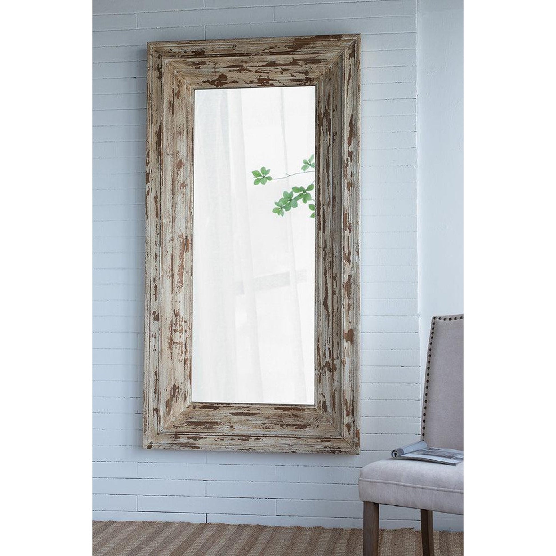A&B Home Colfax 39" x 75" Bundle of 5 Full-Length Antique Brown Distressed Wooden Frame Wall-Mounted Mirror