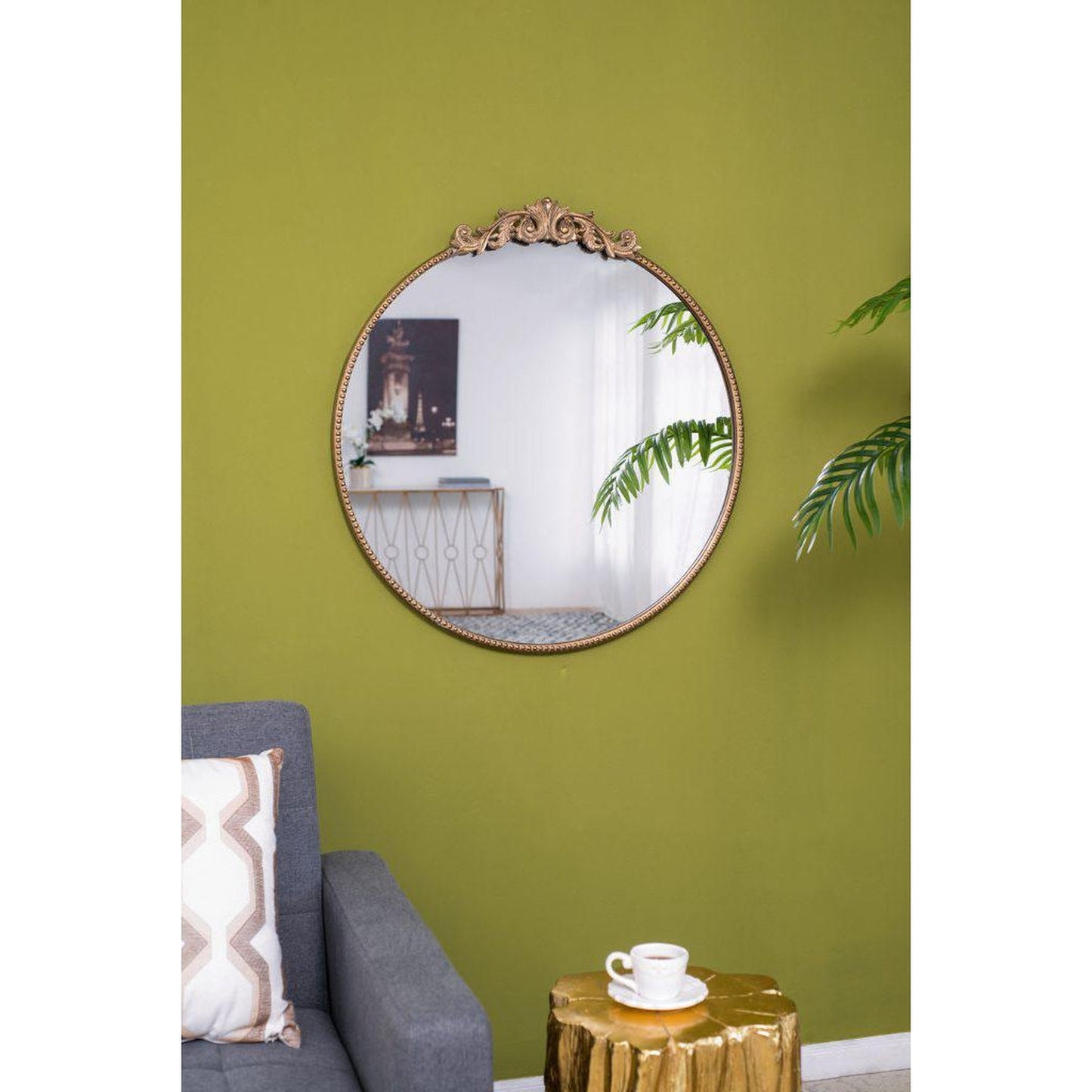 A&B Home Dia 30" x 32" Bundle of 14 Oval Shaped Gold Frame Wall-Mounted Mirror