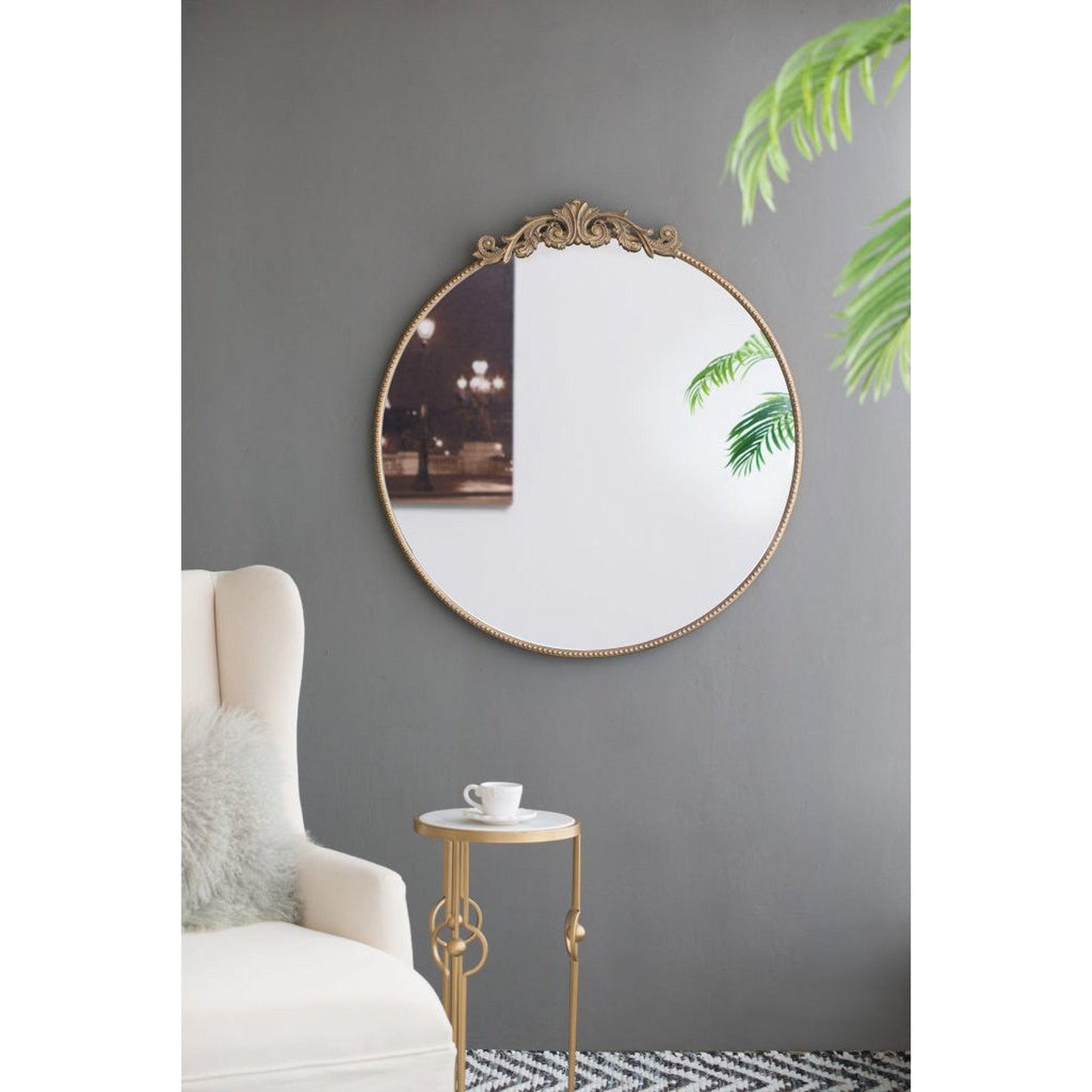 A&B Home Dia 36" x 39" Bundle of 15 Oval Shaped Gold Frame Wall-Mounted Mirror