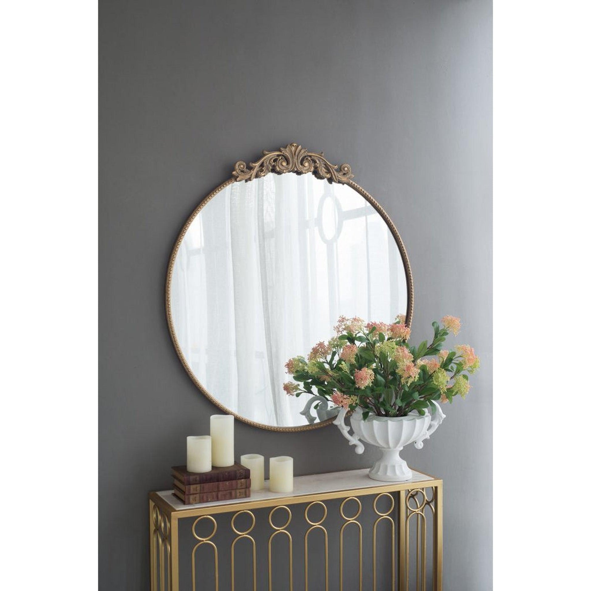 A&B Home Dia 36" x 39" Bundle of 15 Oval Shaped Gold Frame Wall-Mounted Mirror