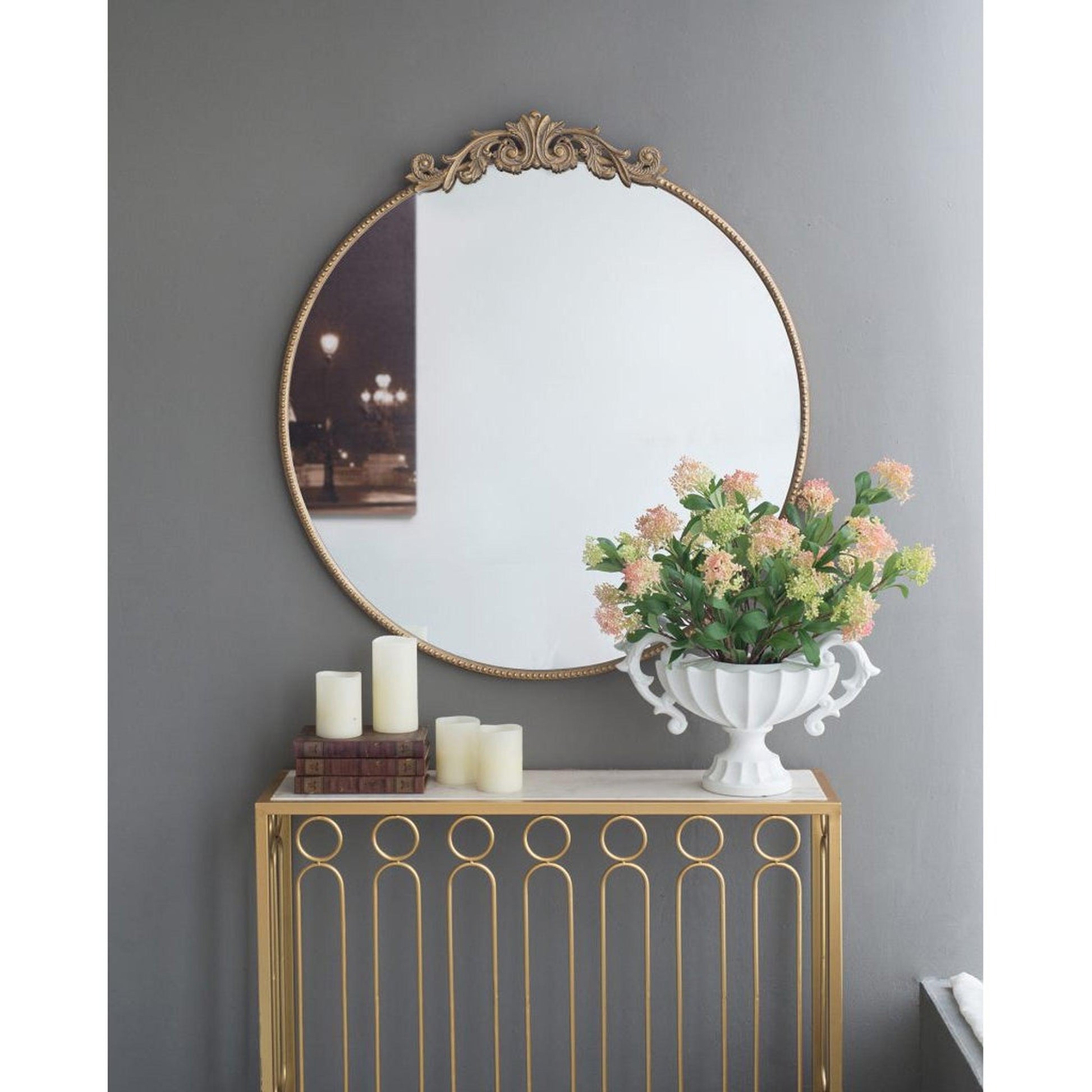 A&B Home Dia 36" x 39" Bundle of 15 Oval Shaped Gold Frame Wall-Mounted Mirror