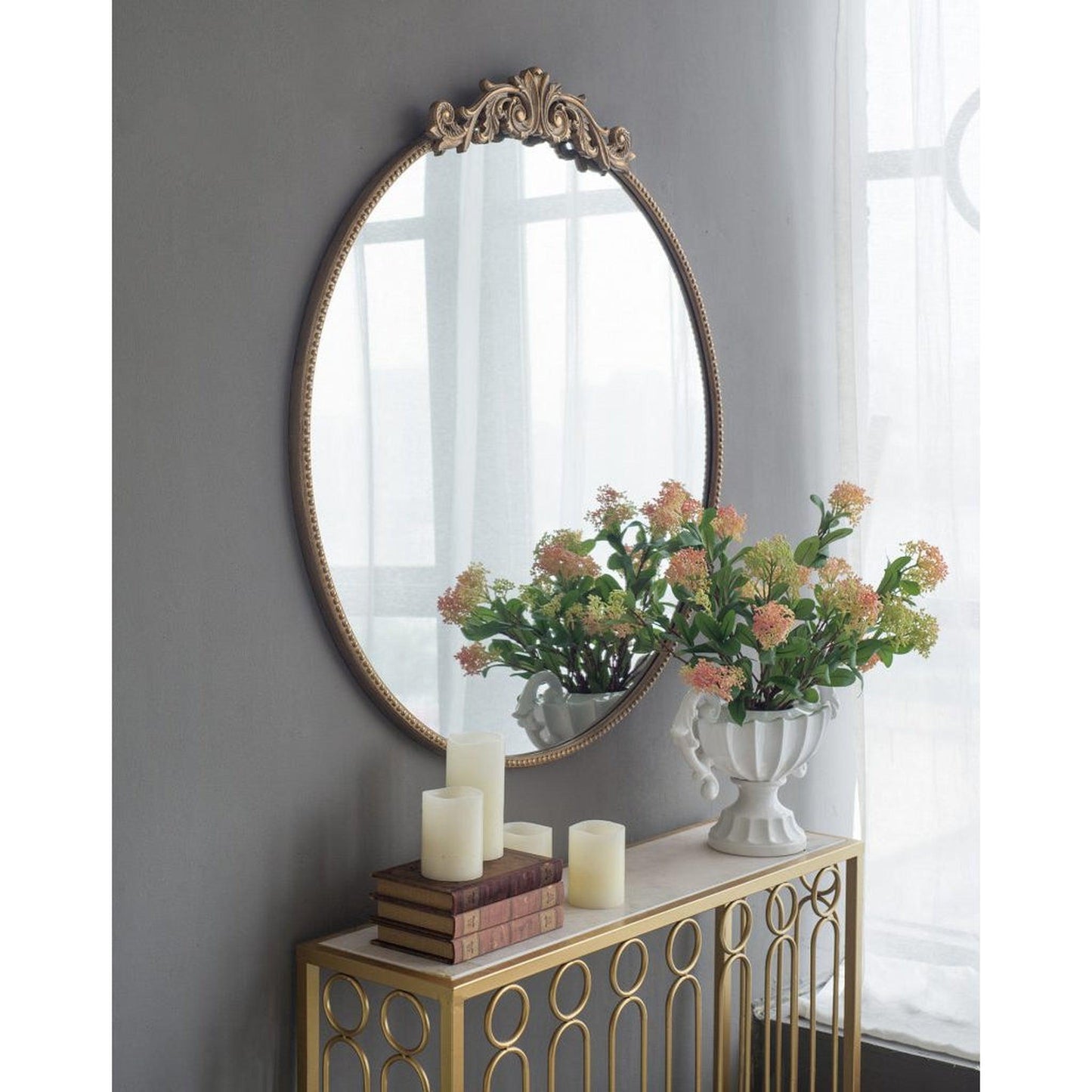 A&B Home Dia 36" x 39" Bundle of 15 Oval Shaped Gold Frame Wall-Mounted Mirror
