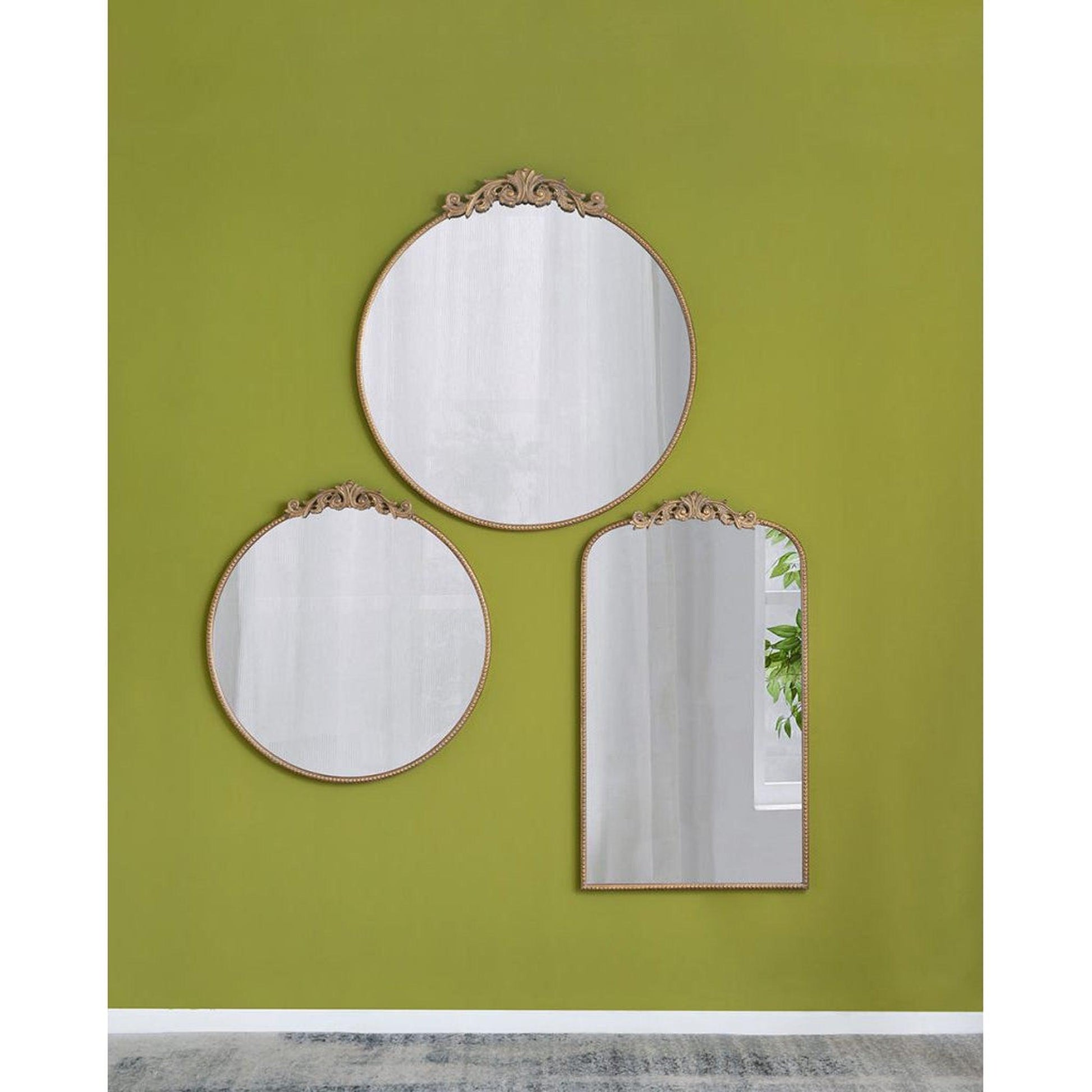 A&B Home Dia 36" x 39" Bundle of 15 Oval Shaped Gold Frame Wall-Mounted Mirror