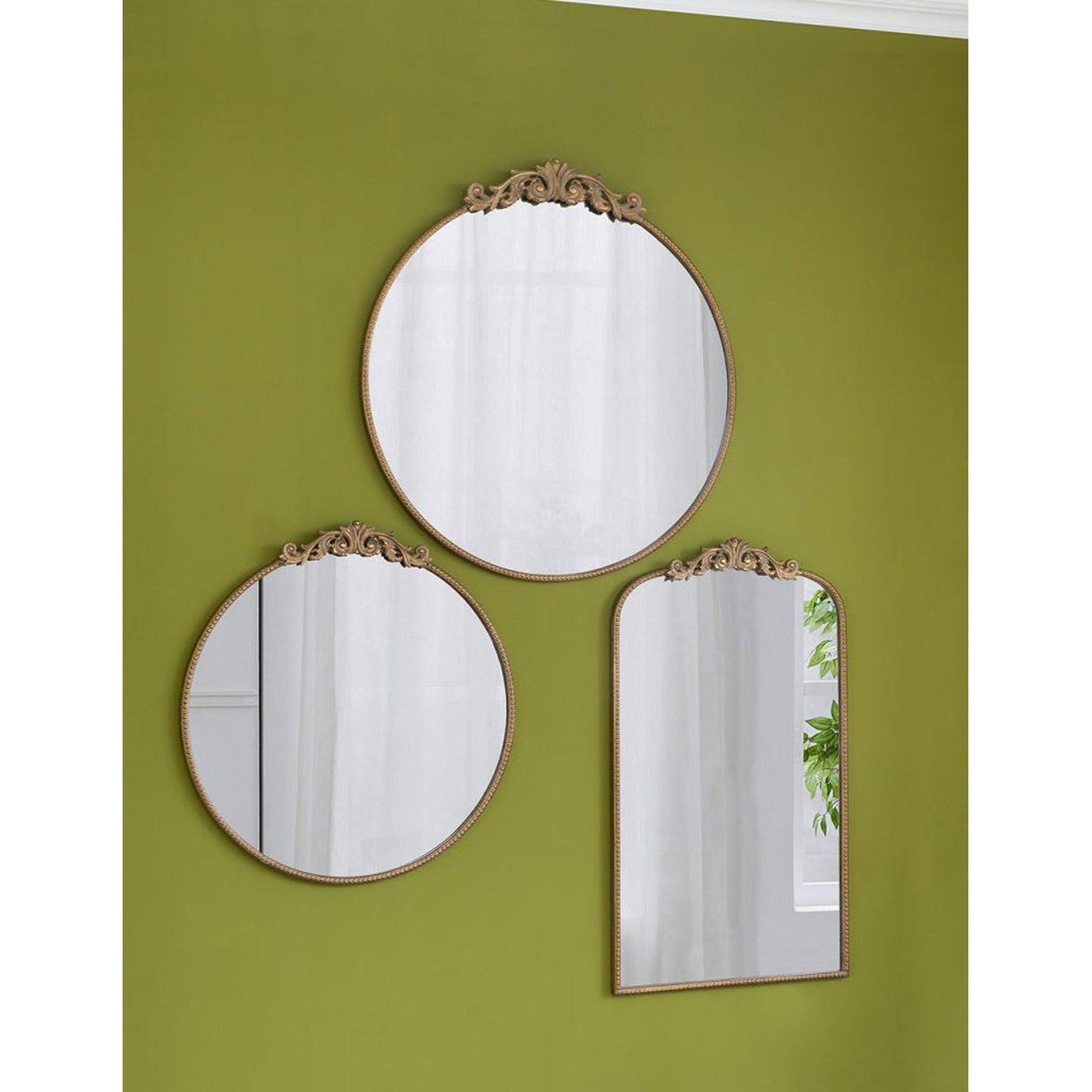 A&B Home Dia 36" x 39" Bundle of 15 Oval Shaped Gold Frame Wall-Mounted Mirror