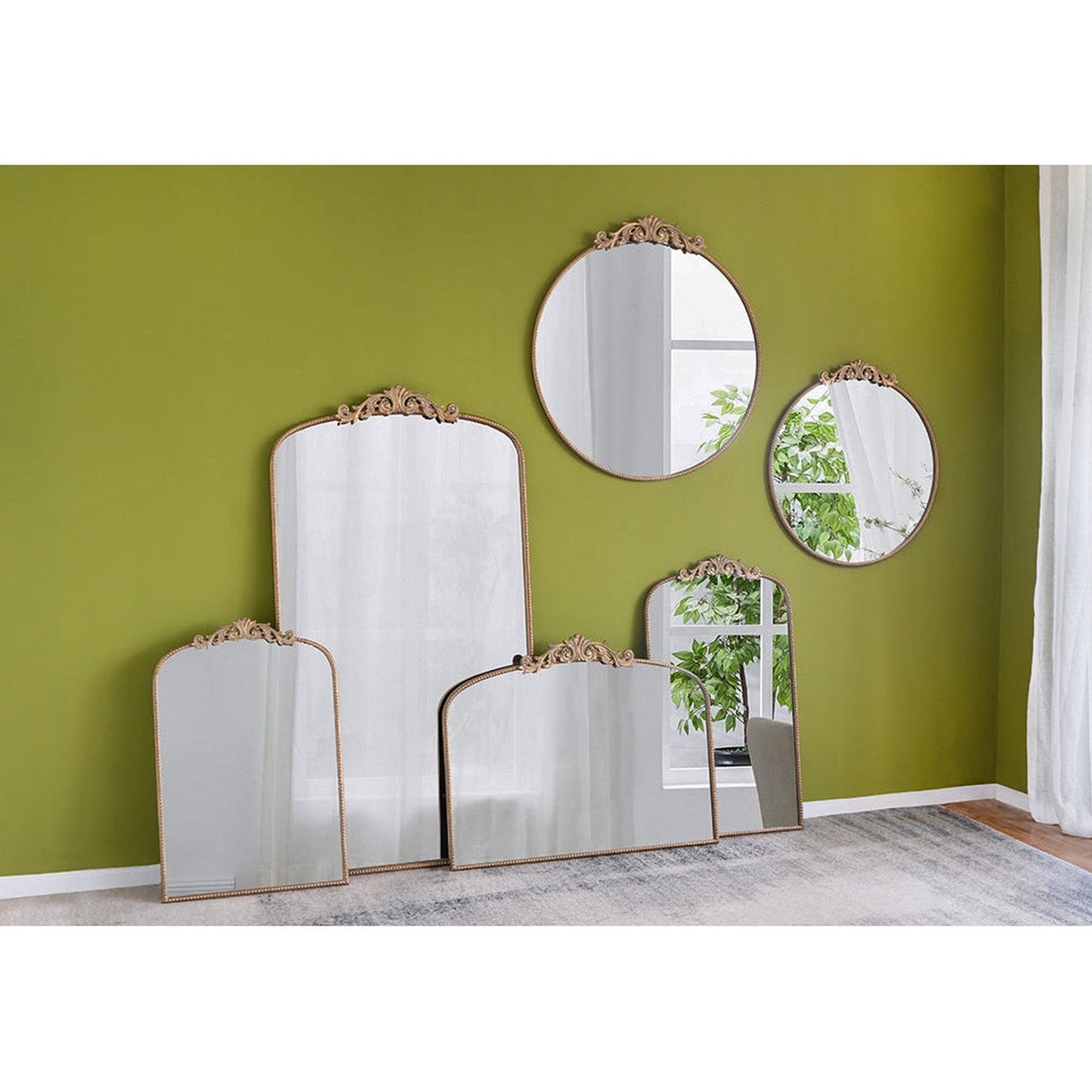 A&B Home Dia 36" x 39" Bundle of 15 Oval Shaped Gold Frame Wall-Mounted Mirror