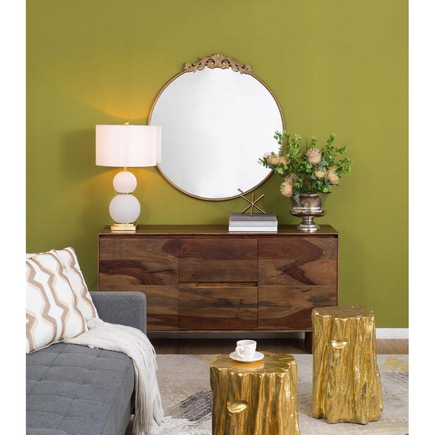 A&B Home Dia 36" x 39" Bundle of 15 Oval Shaped Gold Frame Wall-Mounted Mirror