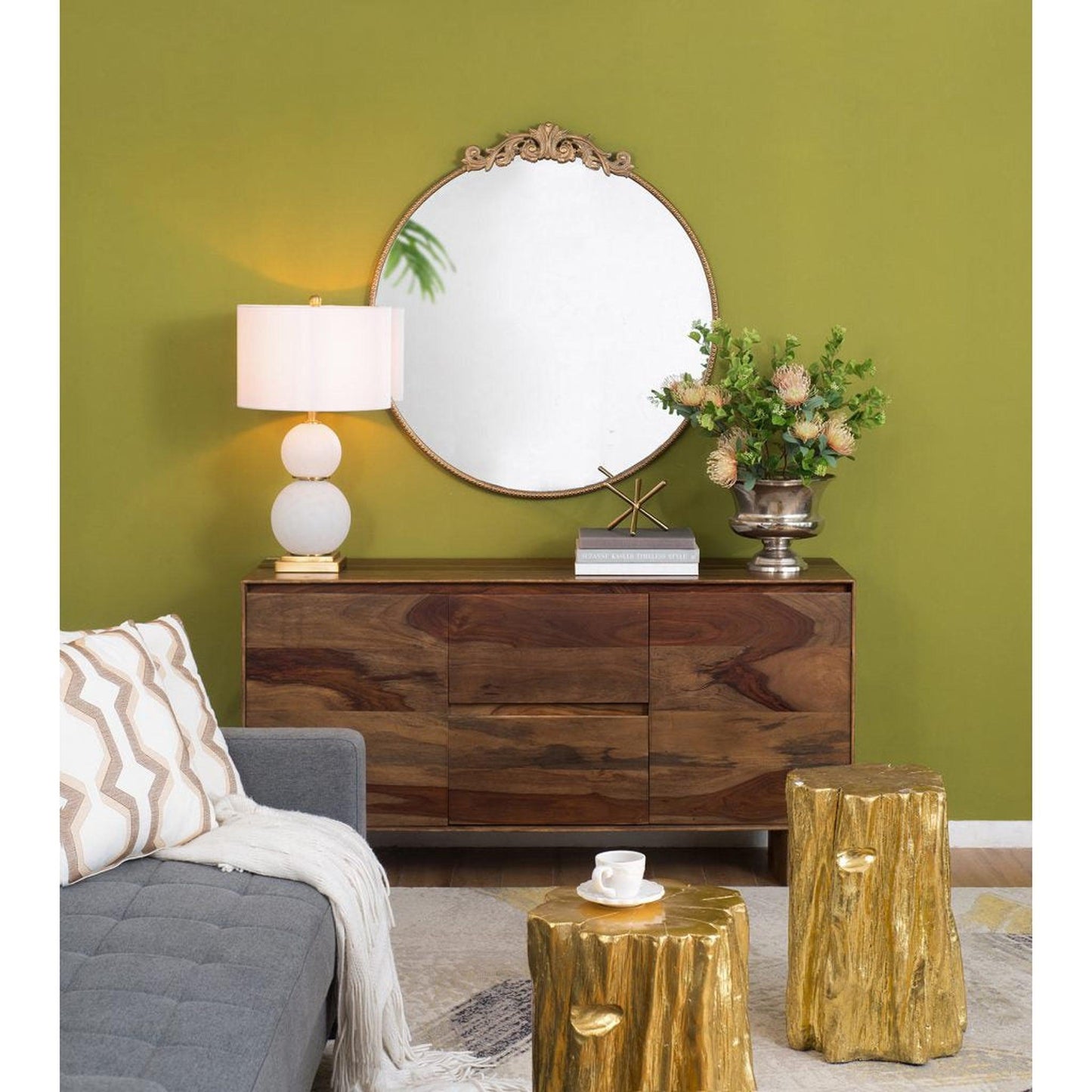 A&B Home Dia 36" x 39" Bundle of 15 Oval Shaped Gold Frame Wall-Mounted Mirror