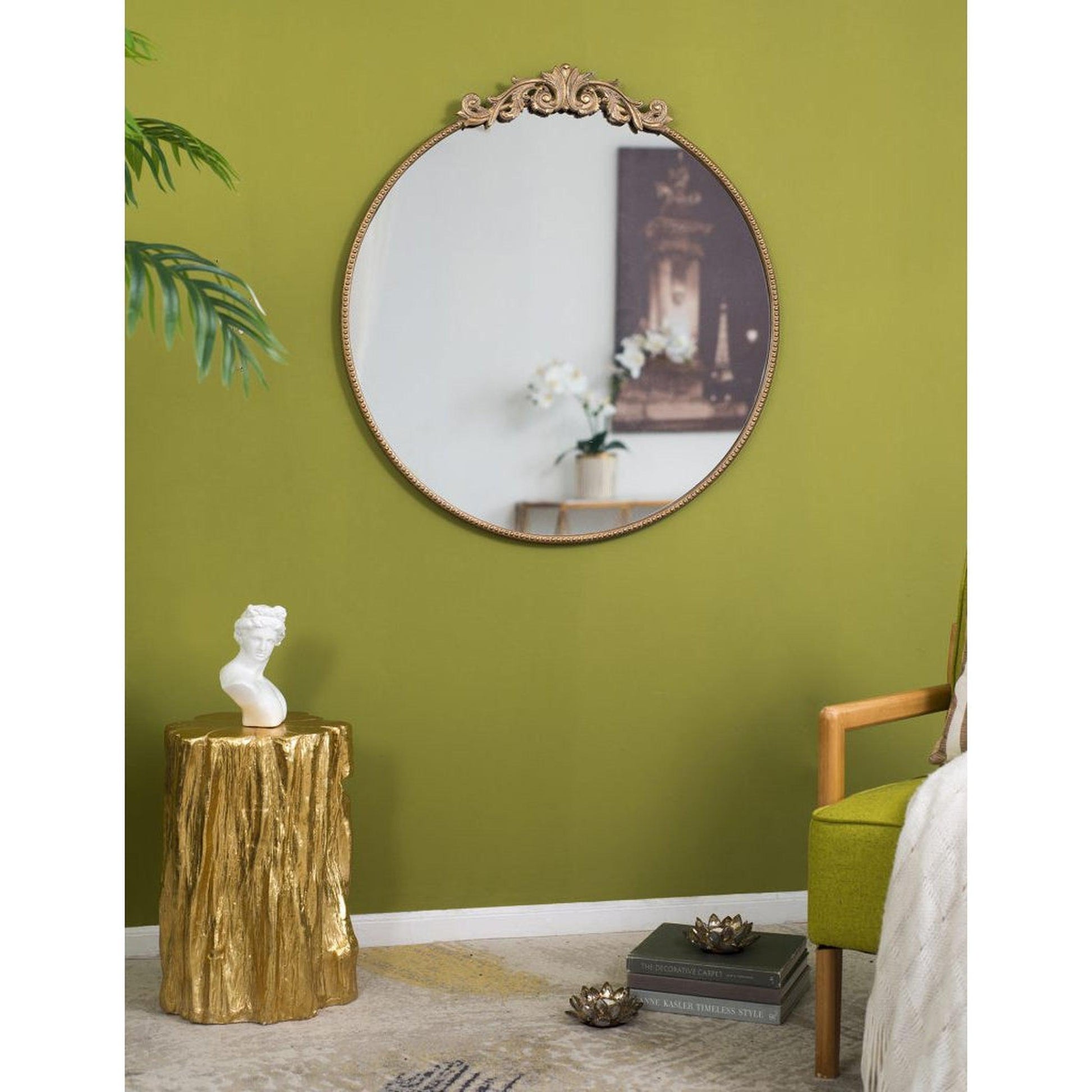 A&B Home Dia 36" x 39" Bundle of 15 Oval Shaped Gold Frame Wall-Mounted Mirror