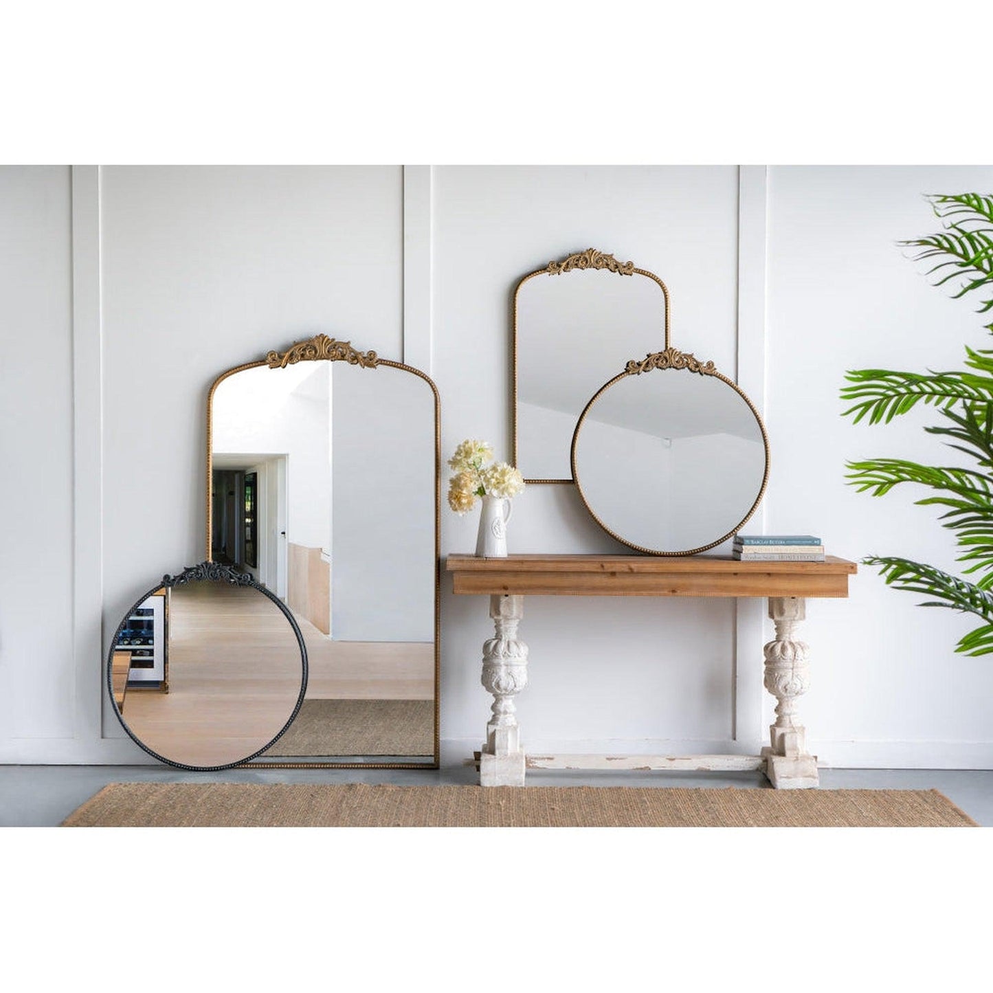 A&B Home Dia 39" x 36" Bundle of 10 Round Black Metal Frame Wall-Mounted Mirror