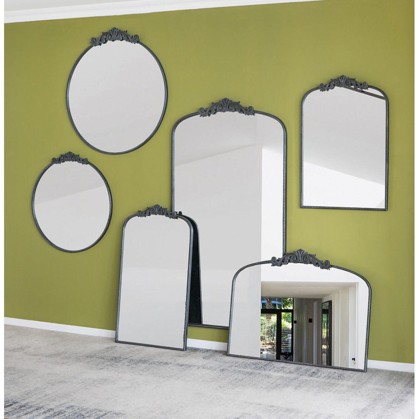 A&B Home Dia 39" x 36" Bundle of 10 Round Black Metal Frame Wall-Mounted Mirror