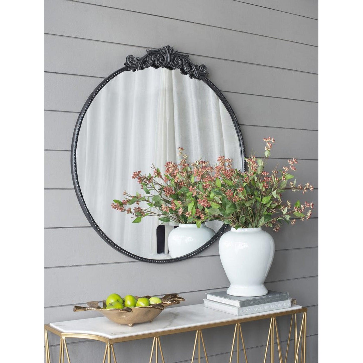 A&B Home Dia 39" x 36" Bundle of 10 Round Black Metal Frame Wall-Mounted Mirror