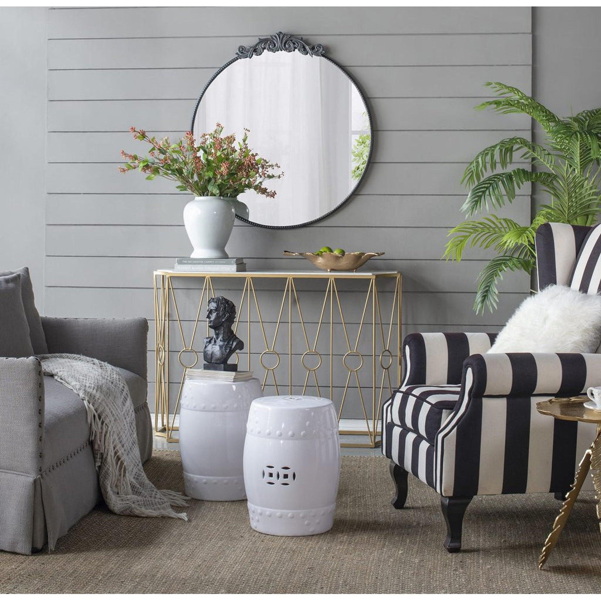 A&B Home Dia 39" x 36" Bundle of 15 Round Black Metal Frame Wall-Mounted Mirror