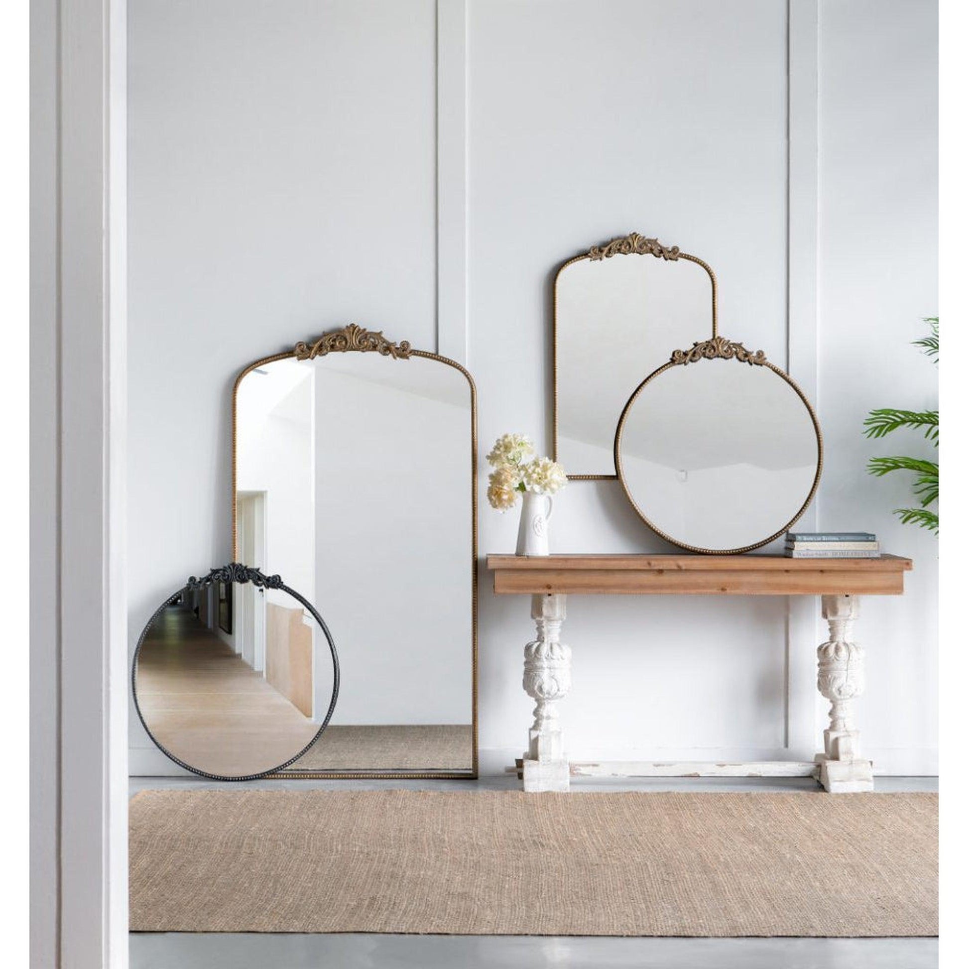 A&B Home Dia 39" x 36" Bundle of 15 Round Black Metal Frame Wall-Mounted Mirror