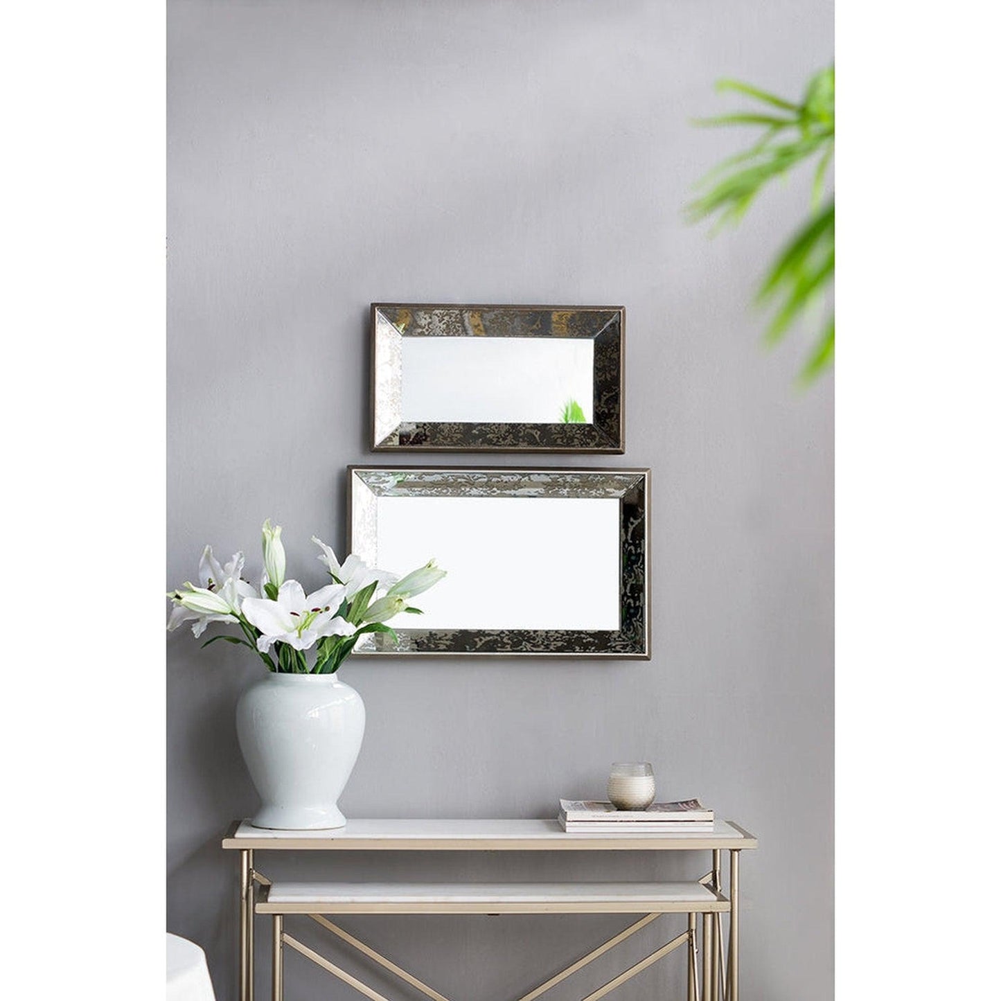 A&B Home Dorthea 20" x 12" Bundle of 41 Rectangular Weathered Pattern Frame Wall-Mounted Mirror