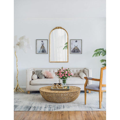 A&B Home Etienne 27" x 52" Bundle of 12 Arched Gold Wooden Frame Floor Mirror