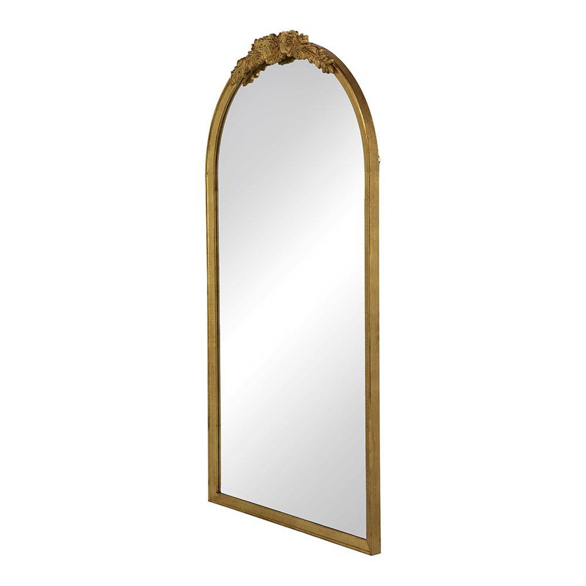 A&B Home Etienne 27" x 52" Bundle of 12 Arched Gold Wooden Frame Floor Mirror