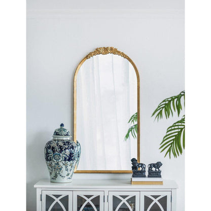 A&B Home Etienne 27" x 52" Bundle of 12 Arched Gold Wooden Frame Floor Mirror