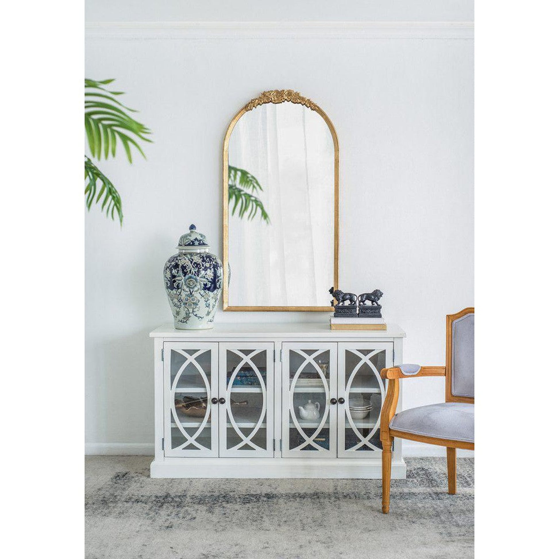 A&B Home Etienne 27" x 52" Bundle of 12 Arched Gold Wooden Frame Floor Mirror