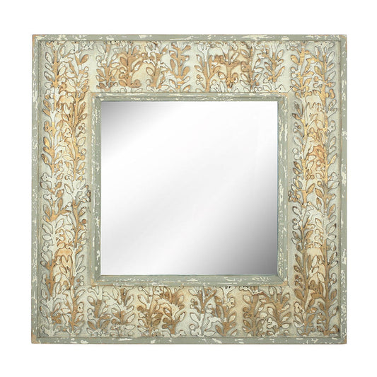 A&B Home Exotic Melodies 37" x 37" Bundle of 7 Square Shaped Beige and Ivory Wooden Frame Wall-Mounted Mirror