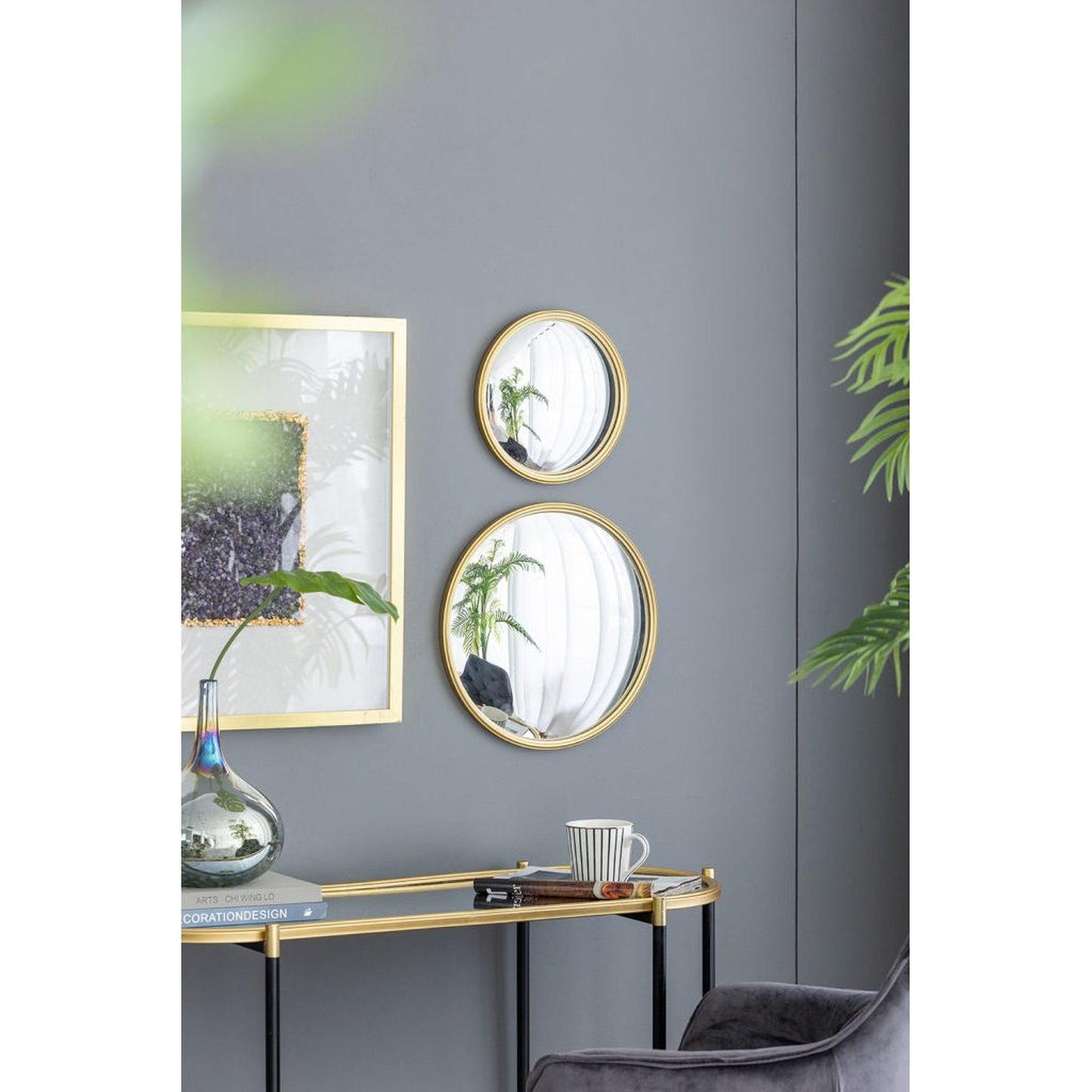 A&B Home Hannes 10" x 10" Bundle of 23 Convex Shaped Gold Metal Frame Wall-Mounted Mirror