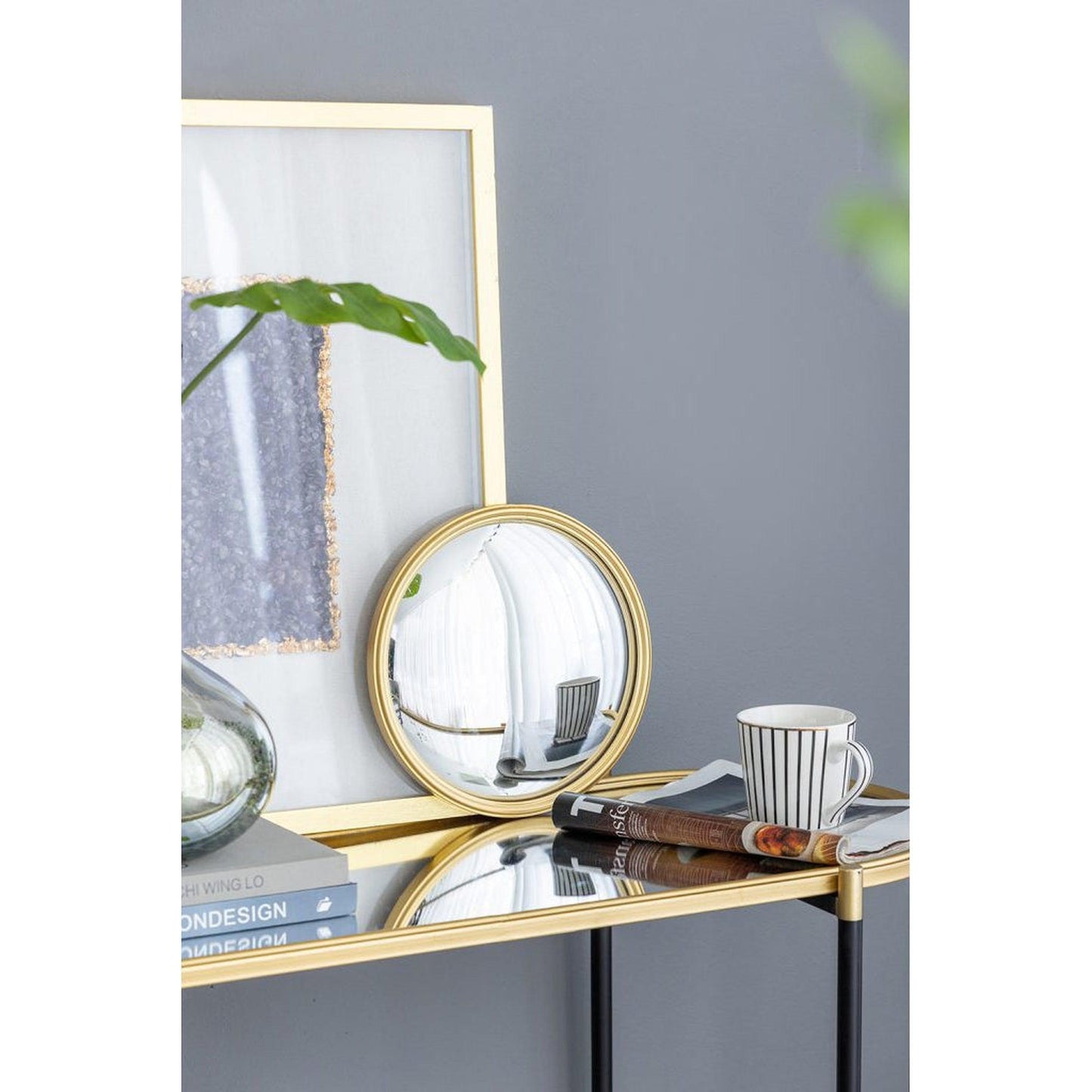 A&B Home Hannes 10" x 10" Bundle of 23 Convex Shaped Gold Metal Frame Wall-Mounted Mirror