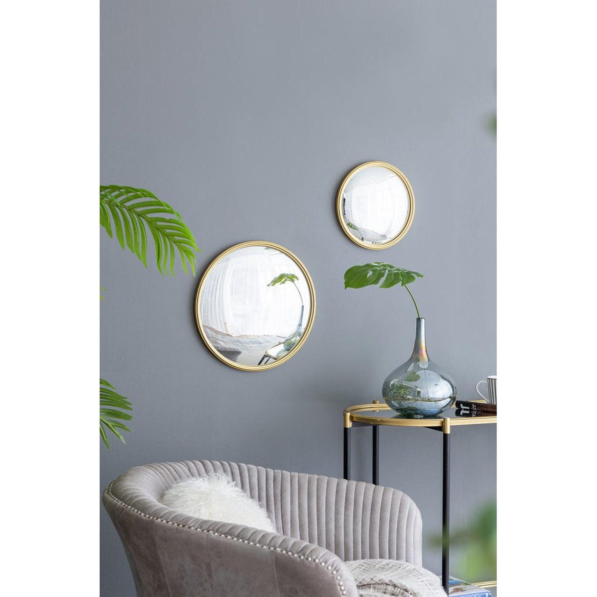 A&B Home Hannes 15" x 15" Bundle of 17 Convex Shaped Gold Metal Frame Wall-Mounted Mirror