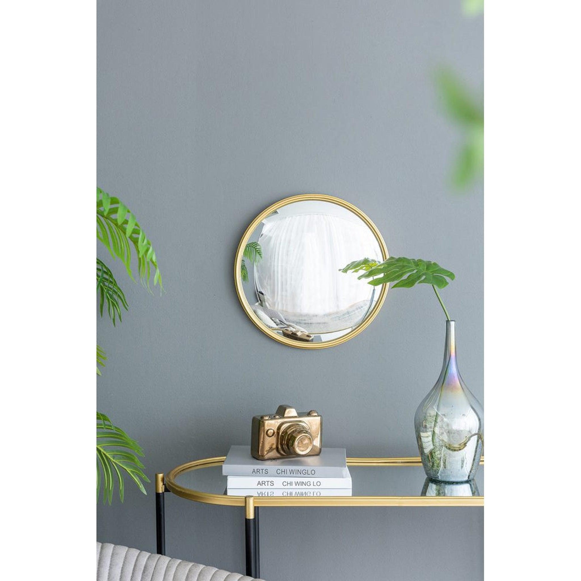 A&B Home Hannes 15" x 15" Bundle of 17 Convex Shaped Gold Metal Frame Wall-Mounted Mirror