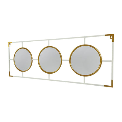 A&B Home Hannes 43" x 16" Bundle of 11 Three Round Gold and White Metal Frame Wall-Mounted Mirror