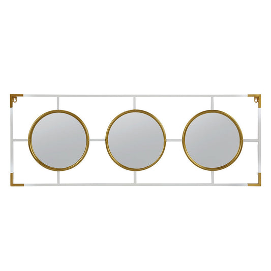 A&B Home Hannes 43" x 16" Bundle of 11 Three Round Gold and White Metal Frame Wall-Mounted Mirror