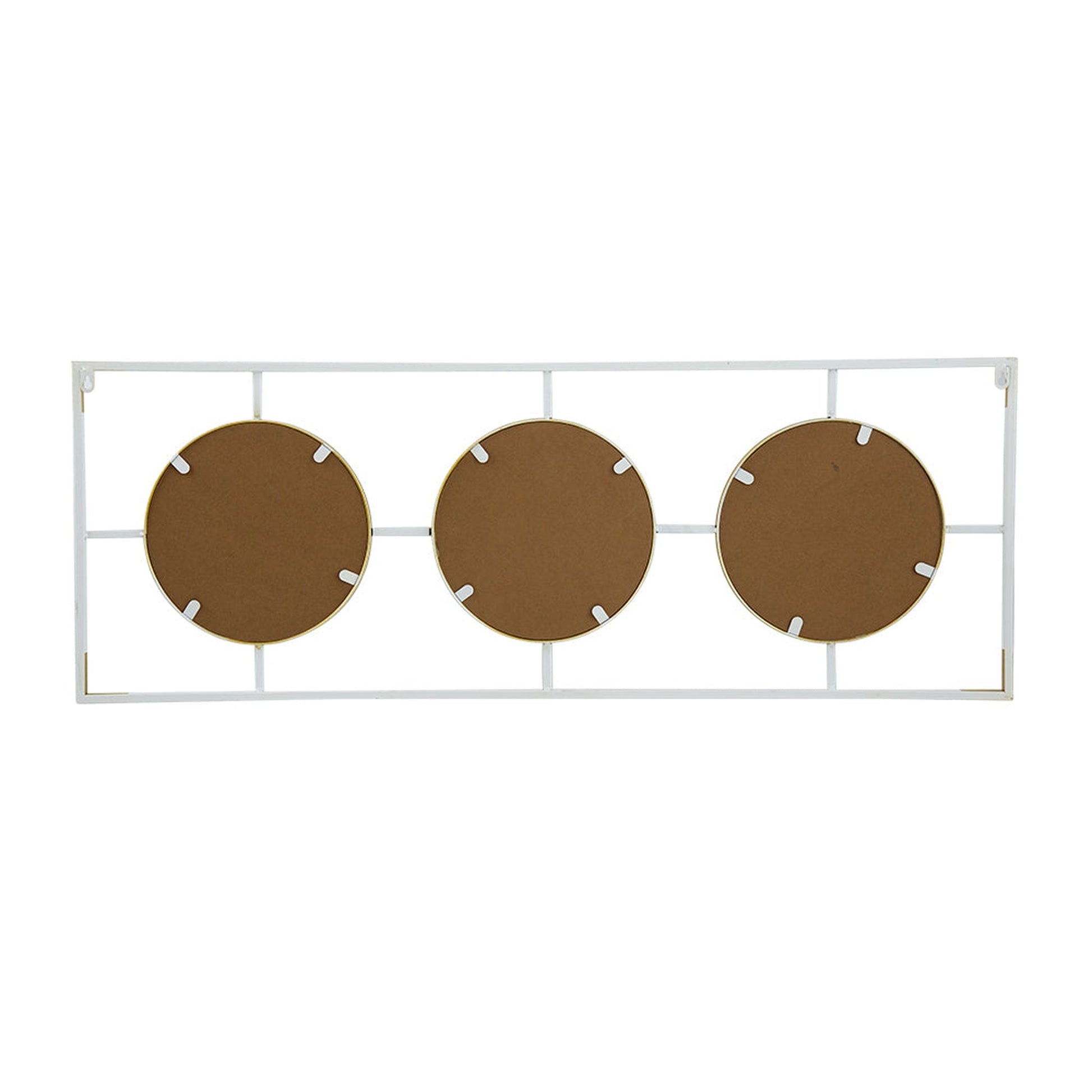 A&B Home Hannes 43" x 16" Bundle of 16 Three Round Gold and White Metal Frame Wall-Mounted Mirror