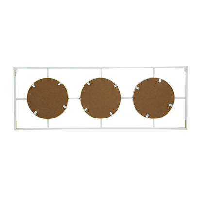 A&B Home Hannes 43" x 16" Bundle of 16 Three Round Gold and White Metal Frame Wall-Mounted Mirror