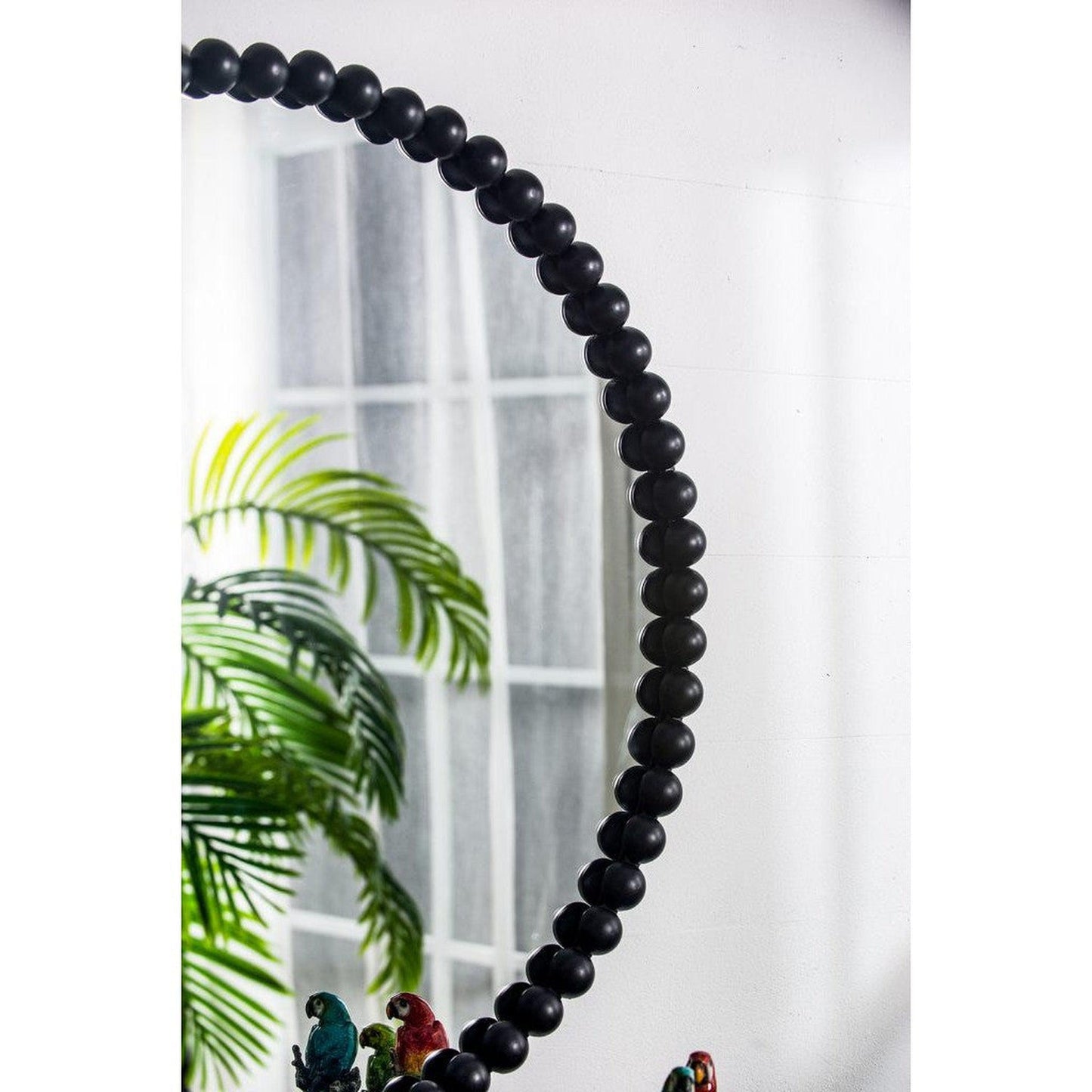 A&B Home Harley 32" x 32" Bundle of 11 Round Black Beaded Metal Framed Wall-Mounted Mirror