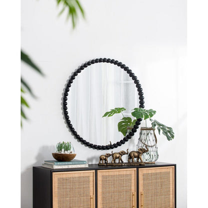 A&B Home Harley 32" x 32" Bundle of 16 Round Black Beaded Metal Framed Wall-Mounted Mirror