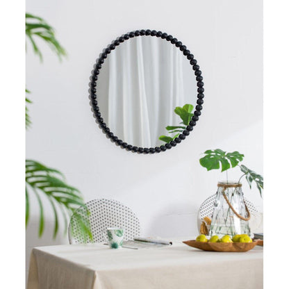 A&B Home Harley 32" x 32" Bundle of 16 Round Black Beaded Metal Framed Wall-Mounted Mirror