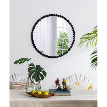 A&B Home Harley 32" x 32" Bundle of 16 Round Black Beaded Metal Framed Wall-Mounted Mirror