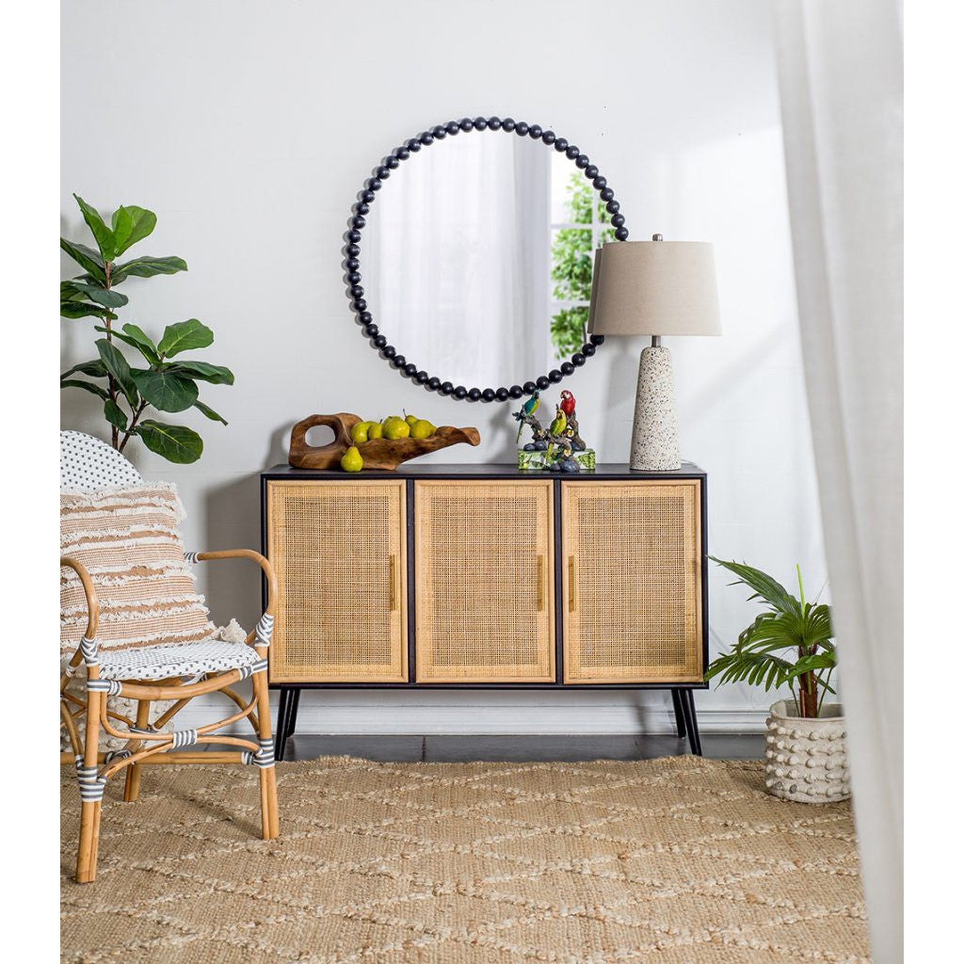 A&B Home Harley 32" x 32" Bundle of 16 Round Black Beaded Metal Framed Wall-Mounted Mirror