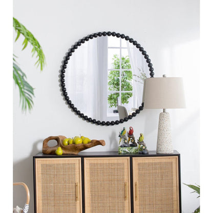 A&B Home Harley 32" x 32" Bundle of 16 Round Black Beaded Metal Framed Wall-Mounted Mirror