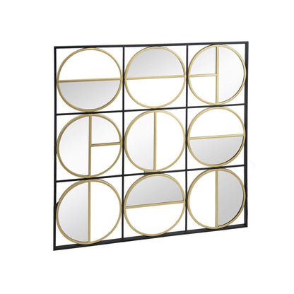 A&B Home Harley 36" x 36" Bundle of 12 Squared Shaped Black Metal Frame Wall-Mounted With Nine Circular Gold Round Mirrors