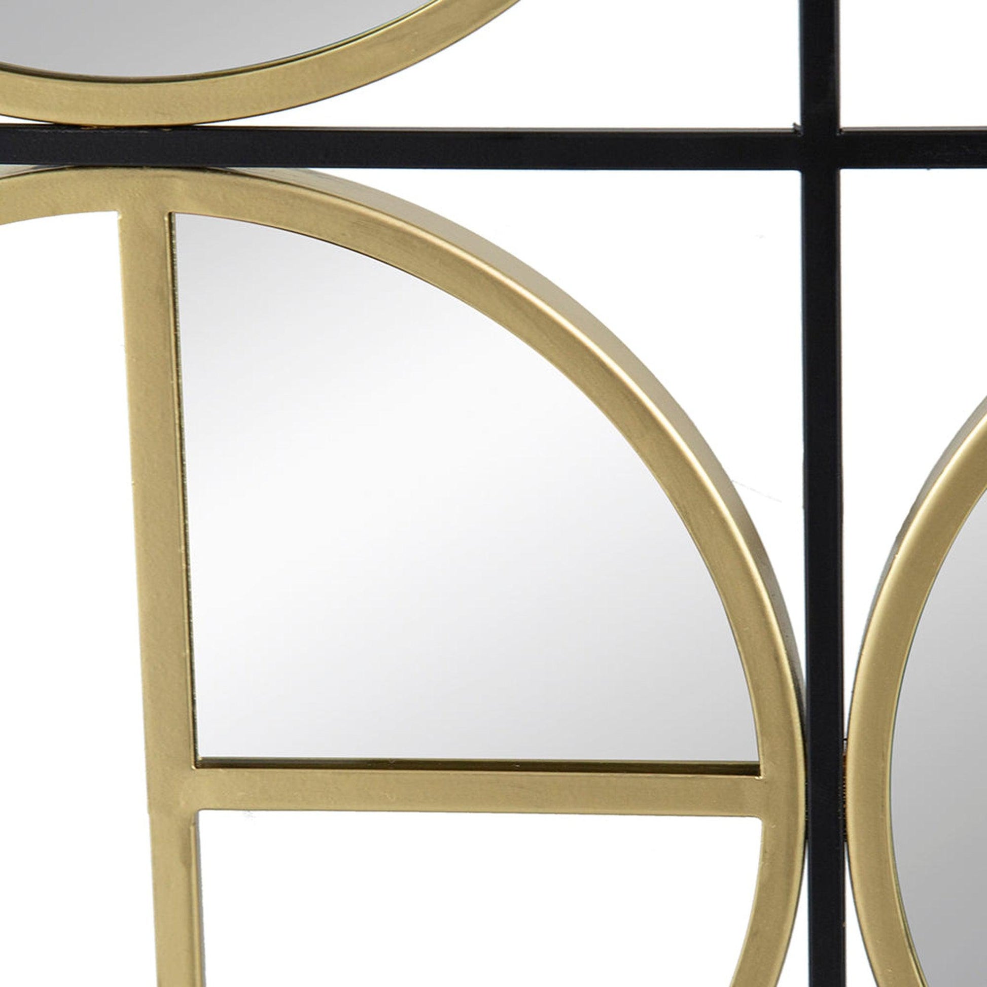 A&B Home Harley 36" x 36" Bundle of 12 Squared Shaped Black Metal Frame Wall-Mounted With Nine Circular Gold Round Mirrors