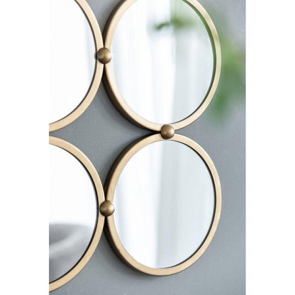 A&B Home Harmony 27" x 27" Bundle of 18 Champagne Gold Nine Circular Geometric Metal Frame Wall-Mounted Mirror
