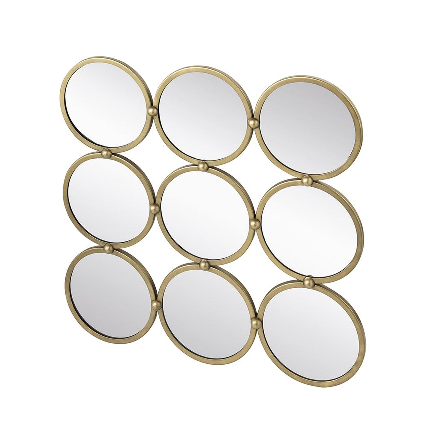 A&B Home Harmony 27" x 27" Bundle of 18 Champagne Gold Nine Circular Geometric Metal Frame Wall-Mounted Mirror
