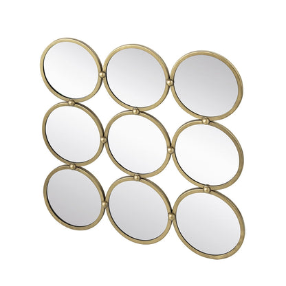 A&B Home Harmony 27" x 27" Bundle of 18 Champagne Gold Nine Circular Geometric Metal Frame Wall-Mounted Mirror