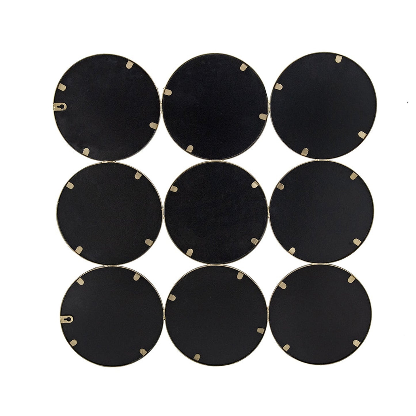 A&B Home Harmony 27" x 27" Bundle of 18 Champagne Gold Nine Circular Geometric Metal Frame Wall-Mounted Mirror