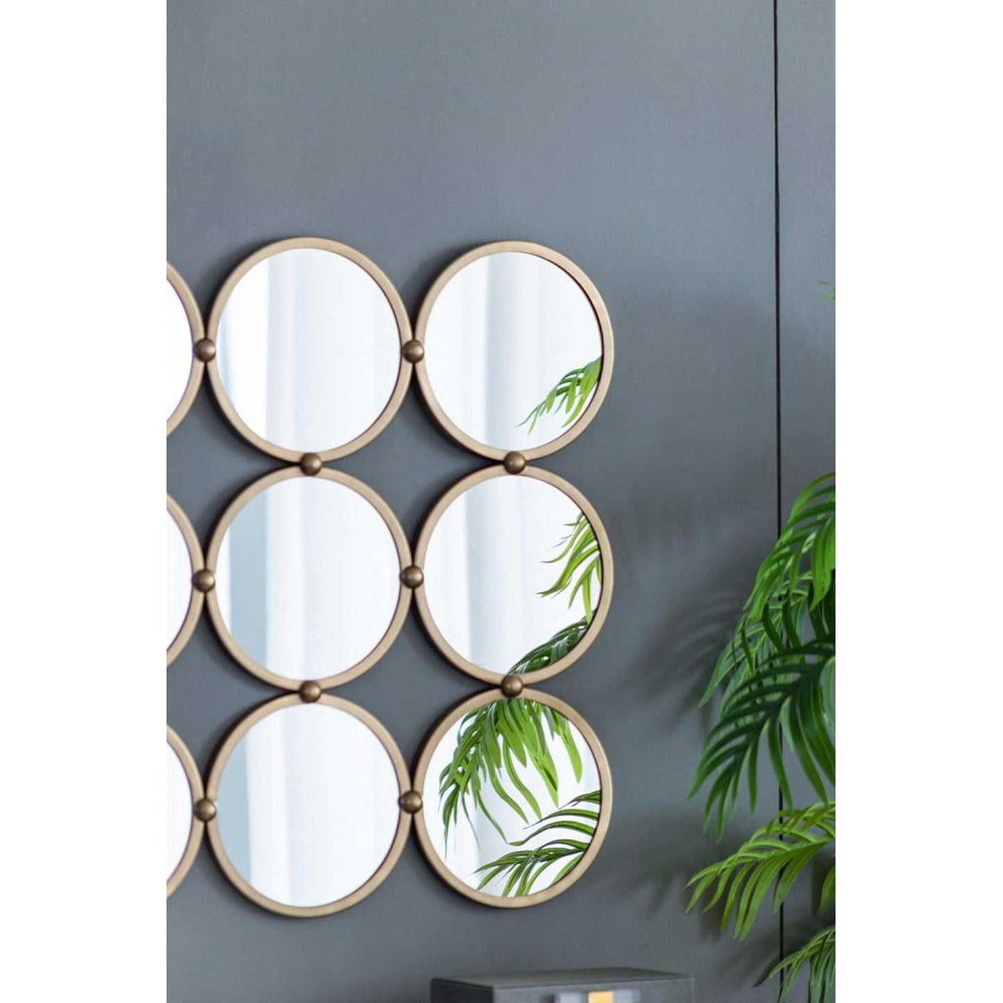 A&B Home Harmony 27" x 27" Bundle of 18 Champagne Gold Nine Circular Geometric Metal Frame Wall-Mounted Mirror