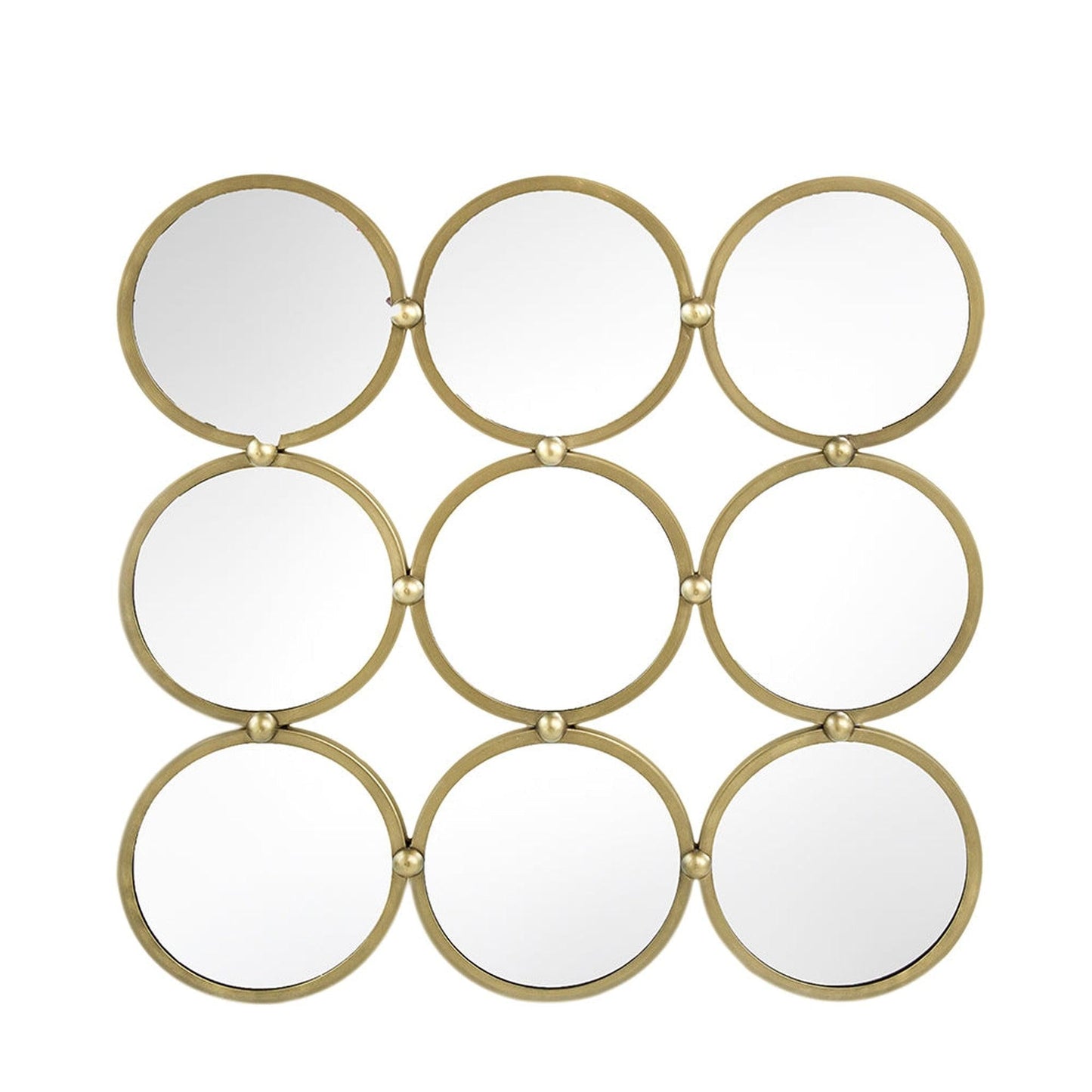 A&B Home Harmony 27" x 27" Bundle of 18 Champagne Gold Nine Circular Geometric Metal Frame Wall-Mounted Mirror